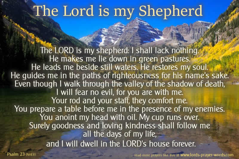 The Lord Is My Shepherd words with picture of a beautiful valley