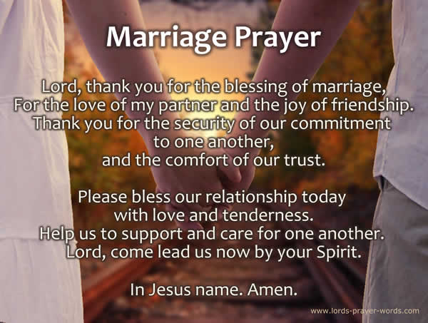 A prayer for your wedding and marriage together