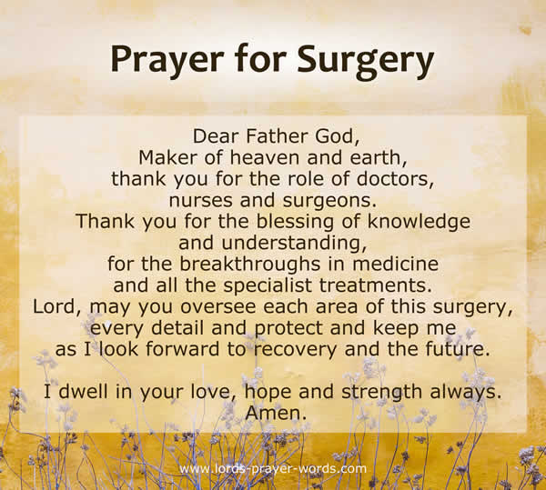 a prayer for someone about to have surgery